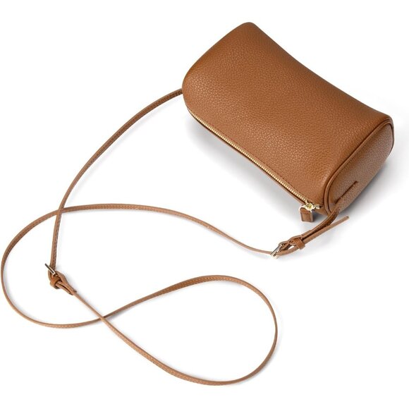Women Brown Mini Crossbody Bag Vegan Leather Hobo Purse with Adjustable Strap - Picture 4 of 7